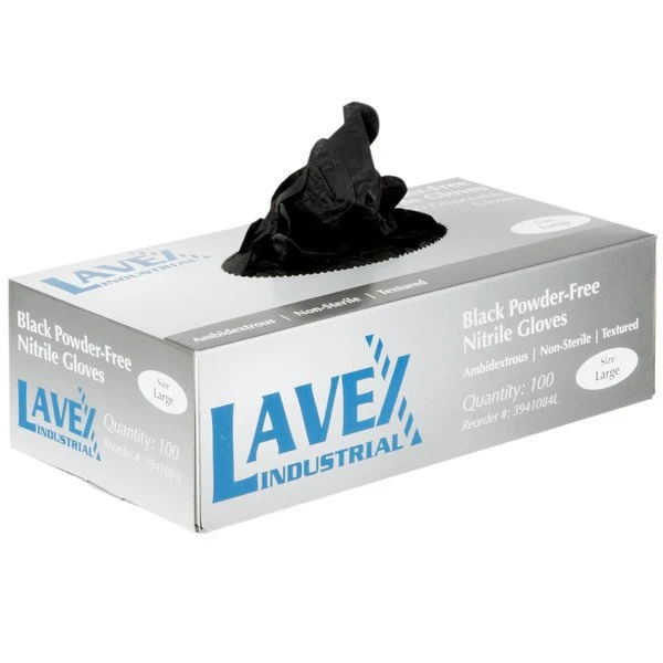 Lavex Industrial Black Powder-Free Nitrile 100PK Disposable Gloves 1 Lavex Industrial Black Powder-Free Nitrile 100PK Disposable Gloves