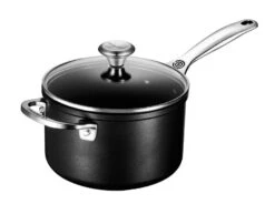 Le Creuset Toughened Nonstick PRO Saucepan W/Glass Lid -Zwiling Grill Shop rs6469 saucepan angle 18 lecreuset tns